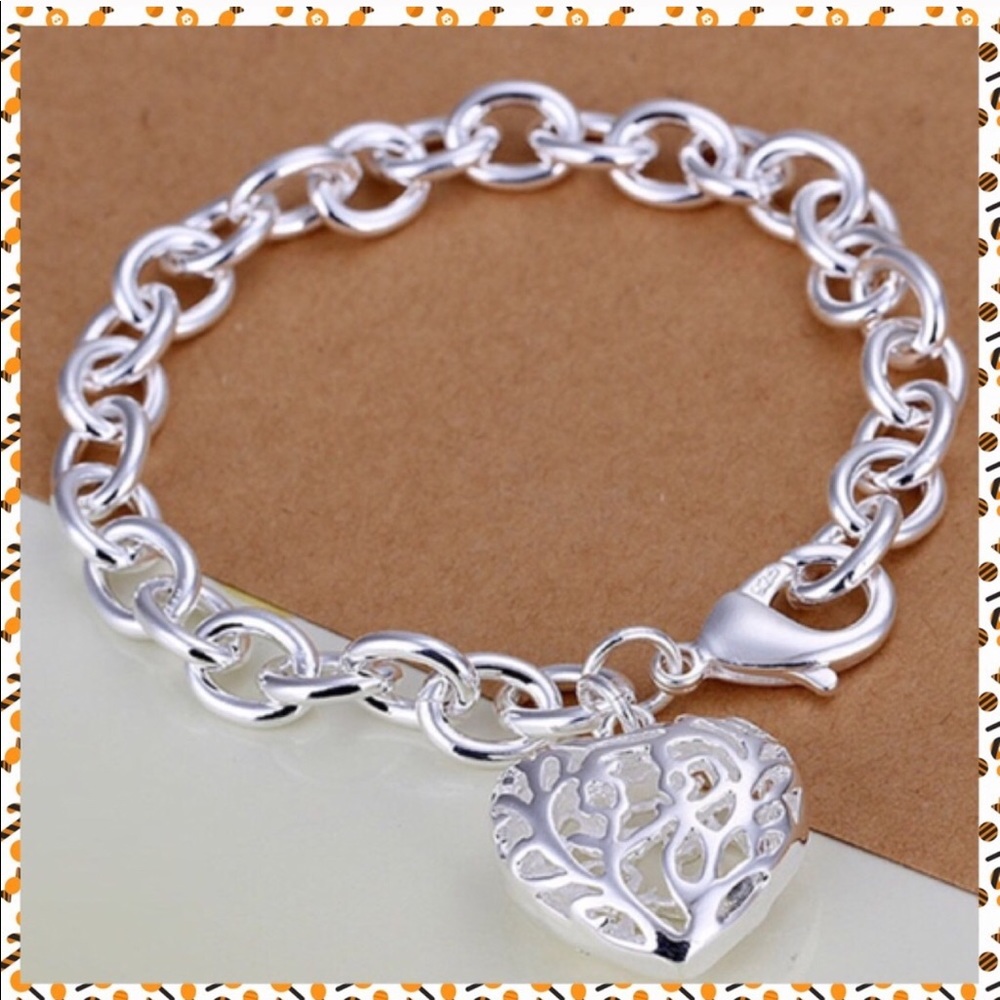 💝PRECIOUS FILIGREE STERLING SILVER HEART BRACELET